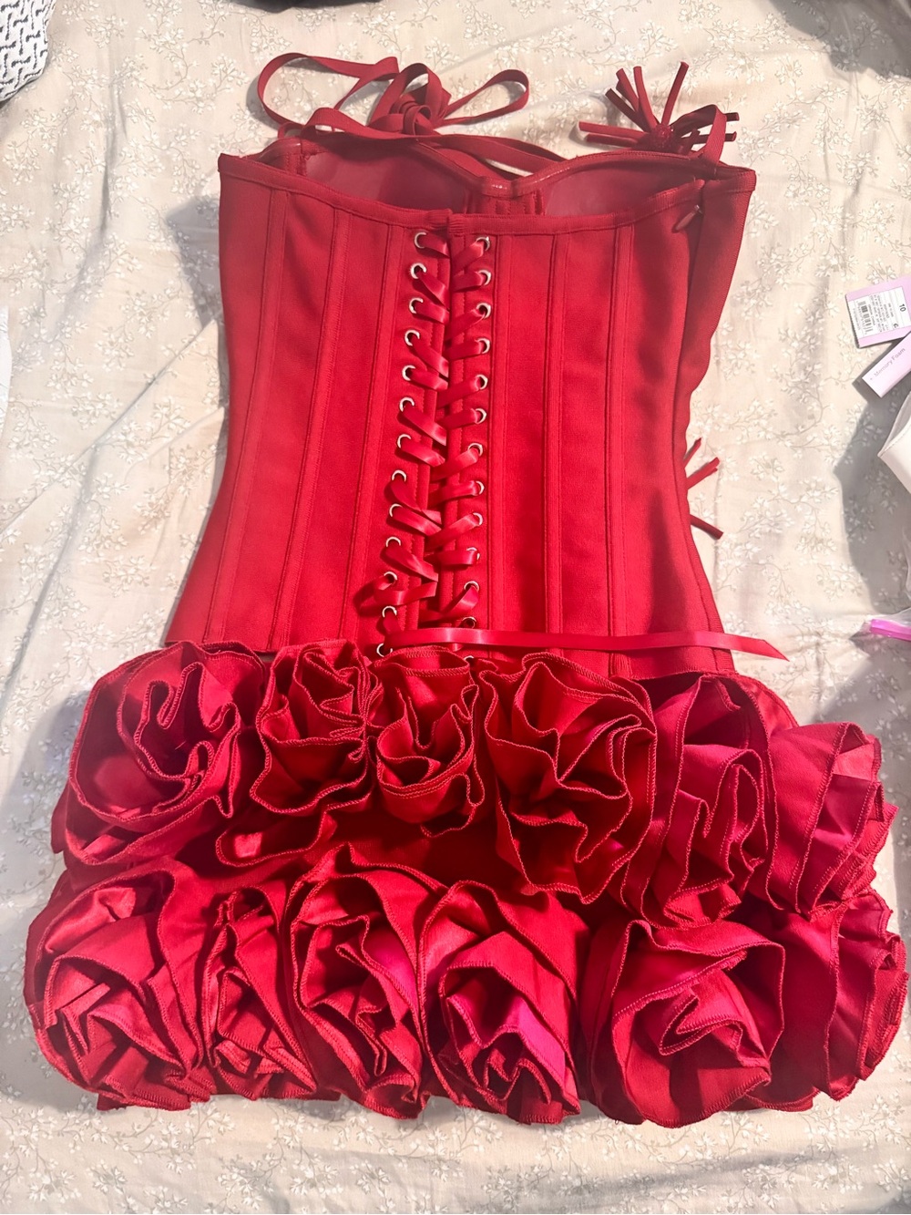 Red Ruffled  Mini Dress - Picture 9 of 11